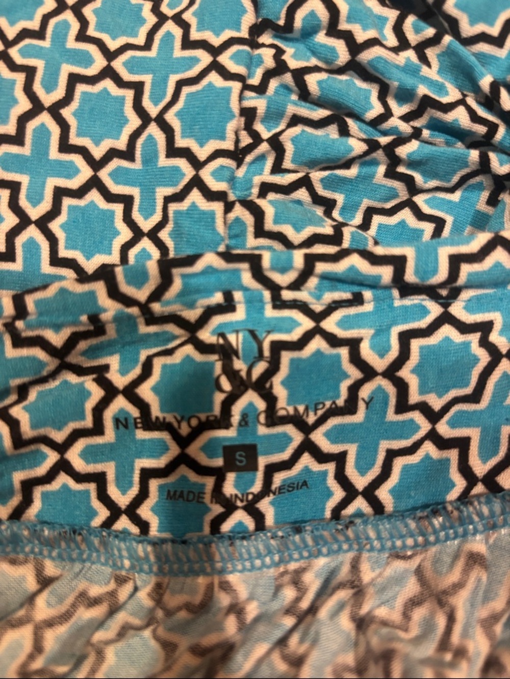Women’s Blue Patterned One-Shoulder Shirt - Picture 3 of 3